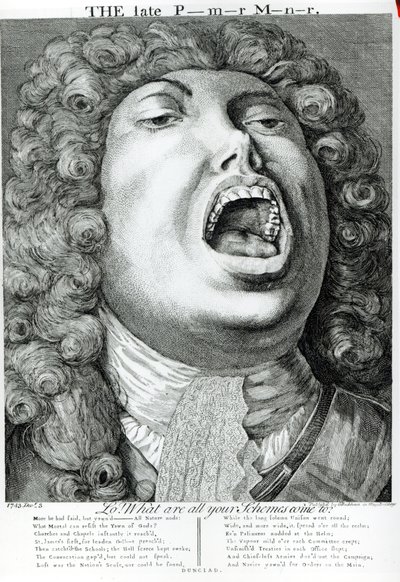 El último primer ministro, publicado por G. Bickham, Mays Buildings, Covent Garden, 1743 de English School